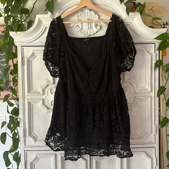 Torrid Baby Doll Lace Puff Sleeve Black Top 3x NWOT. - Picture 4 of 10